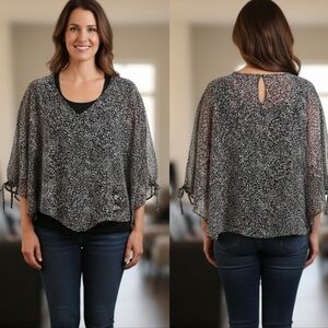 NY Collection Monochrome Patterned Blouse